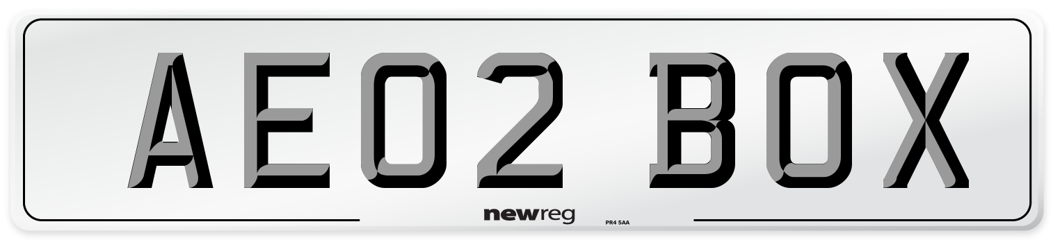 AE02 BOX Number Plate from New Reg